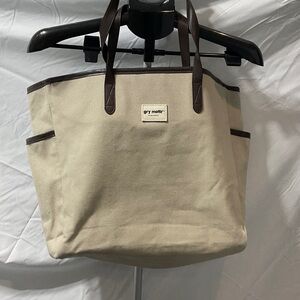 Cream and Brown Women's Tote Bag